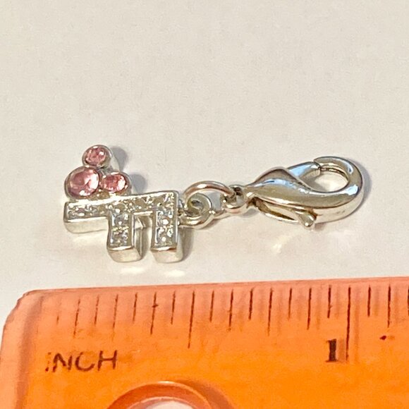 Vintage Disney Pink Crystal Mickey Mouse Ears Charm Clip On Initial Letter F - Picture 10 of 10